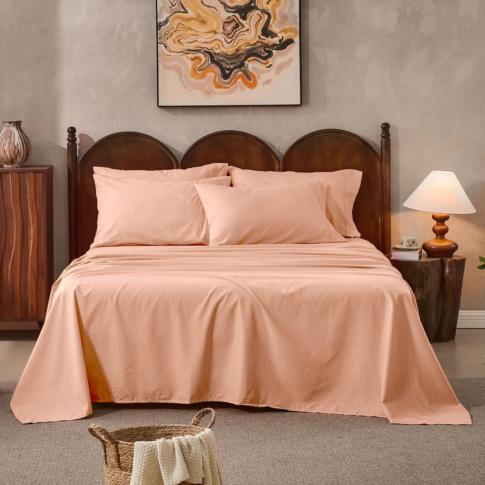 100% Linen Sheets Queen Size,Breathable & Durable 4-Piece Bed Flax Sheet Set,Soft All-Season Bedding for Hot Sleepers 16" Deep Pocket Oeko-TEX Certified,（Queen, Sage Green）