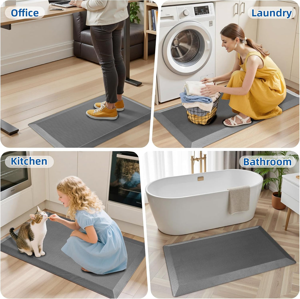 Grey Thick Memory Foam Anti Fatigue Kitchen Mat