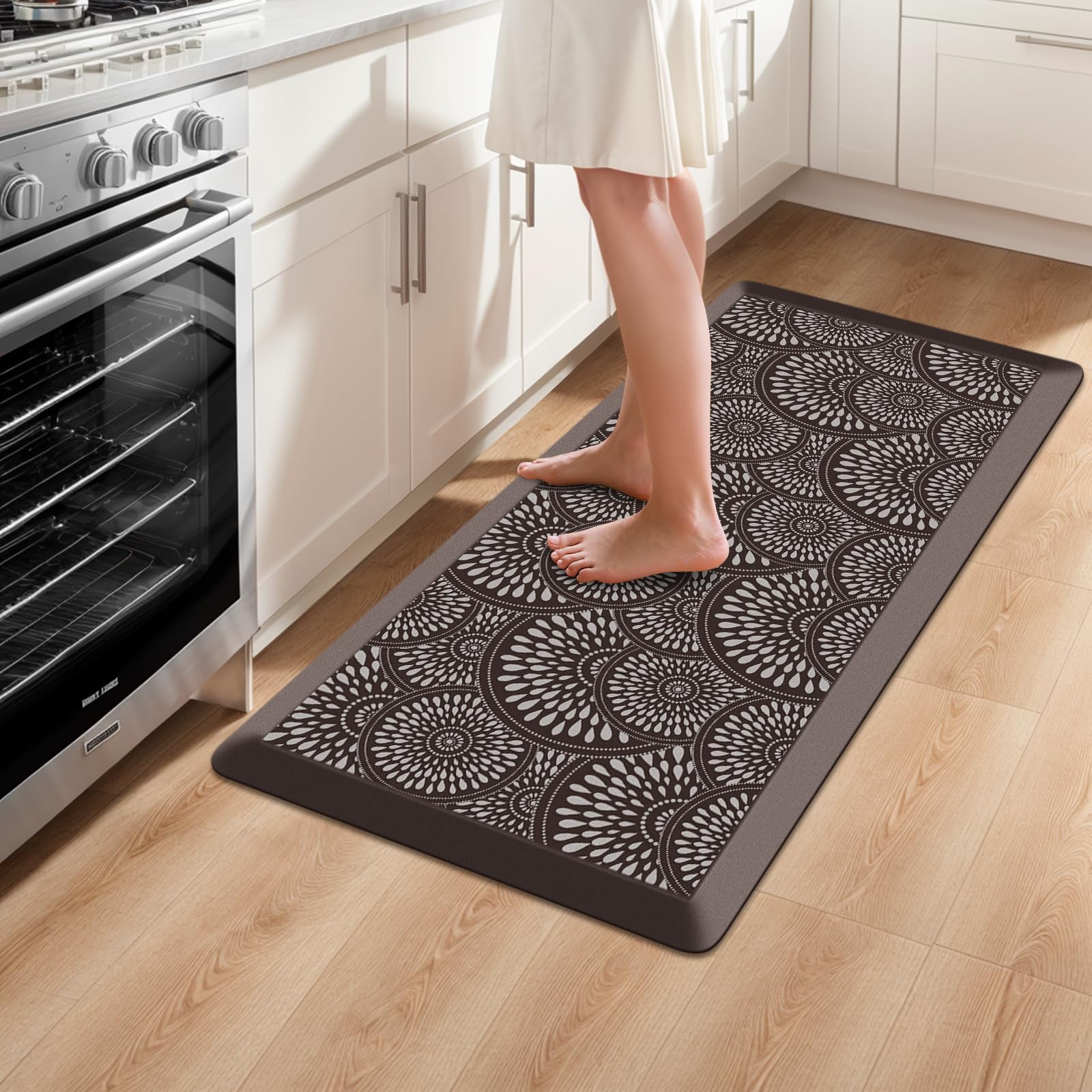 Mattitude 4/5 Inch Kitchen Mat, 20x48in Heavy Duty Ergonomic Comfort Foam Standing Desk Mat, Waterproof Non-Slip Standing Mats and Rugs for Kitchen, Office, Black