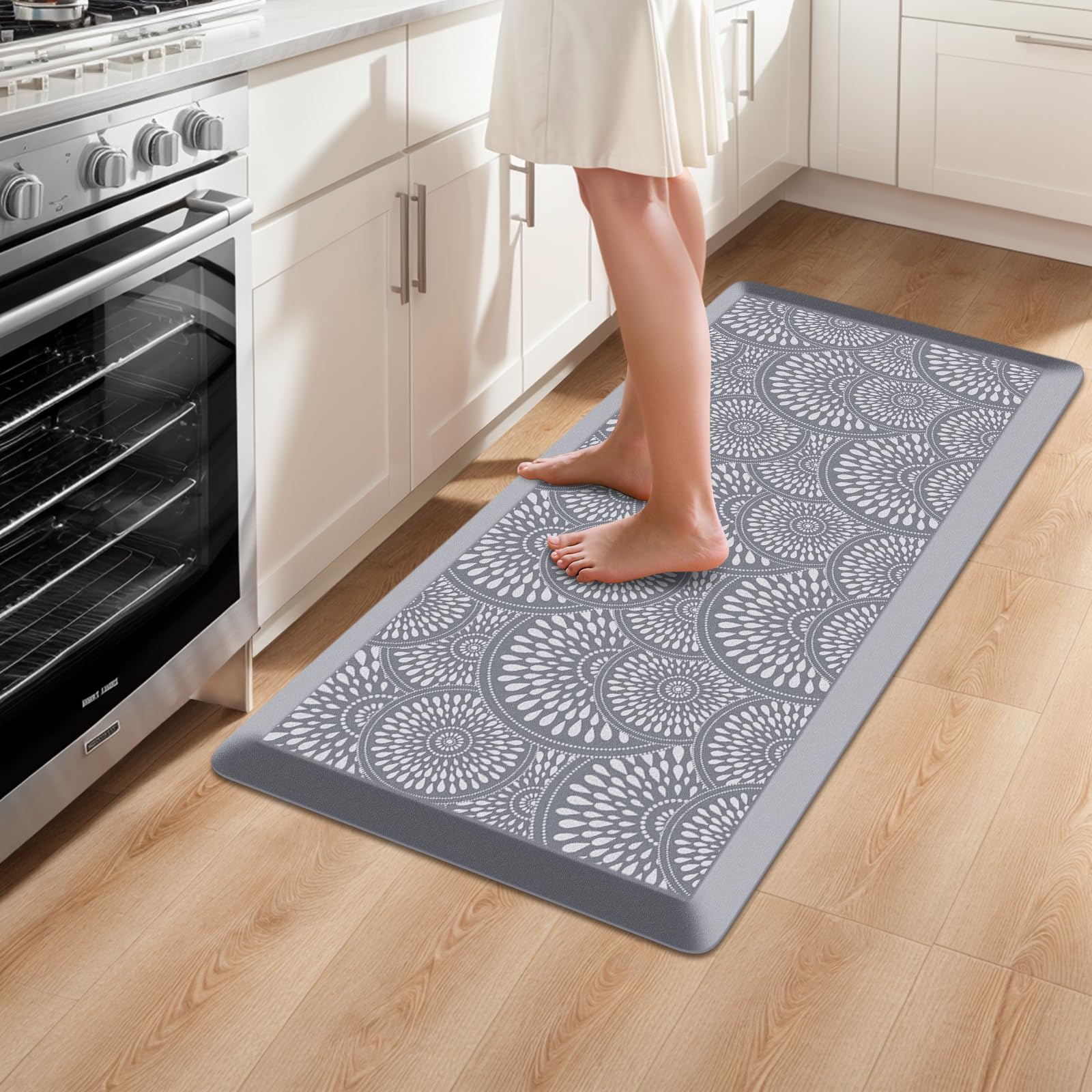 Mattitude 4/5 Inch Kitchen Mat, 20x48in Heavy Duty Ergonomic Comfort Foam Standing Desk Mat, Waterproof Non-Slip Standing Mats and Rugs for Kitchen, Office, Black