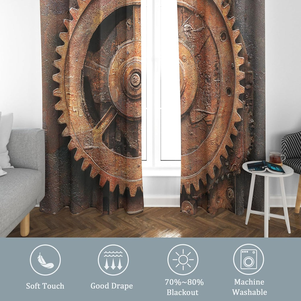Rusty Industrial Blackout Curtains Set