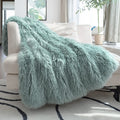 JONIYEAR Extra Large Decorative Fluffy Faux Fur Blanket Queen Size 80" x 90", Soft Luxury Lightweight Furry Blankets, Solid Cozy Shaggy Plush Thick Warm Fuzzy Blankets for Winter Bed Couch, White
