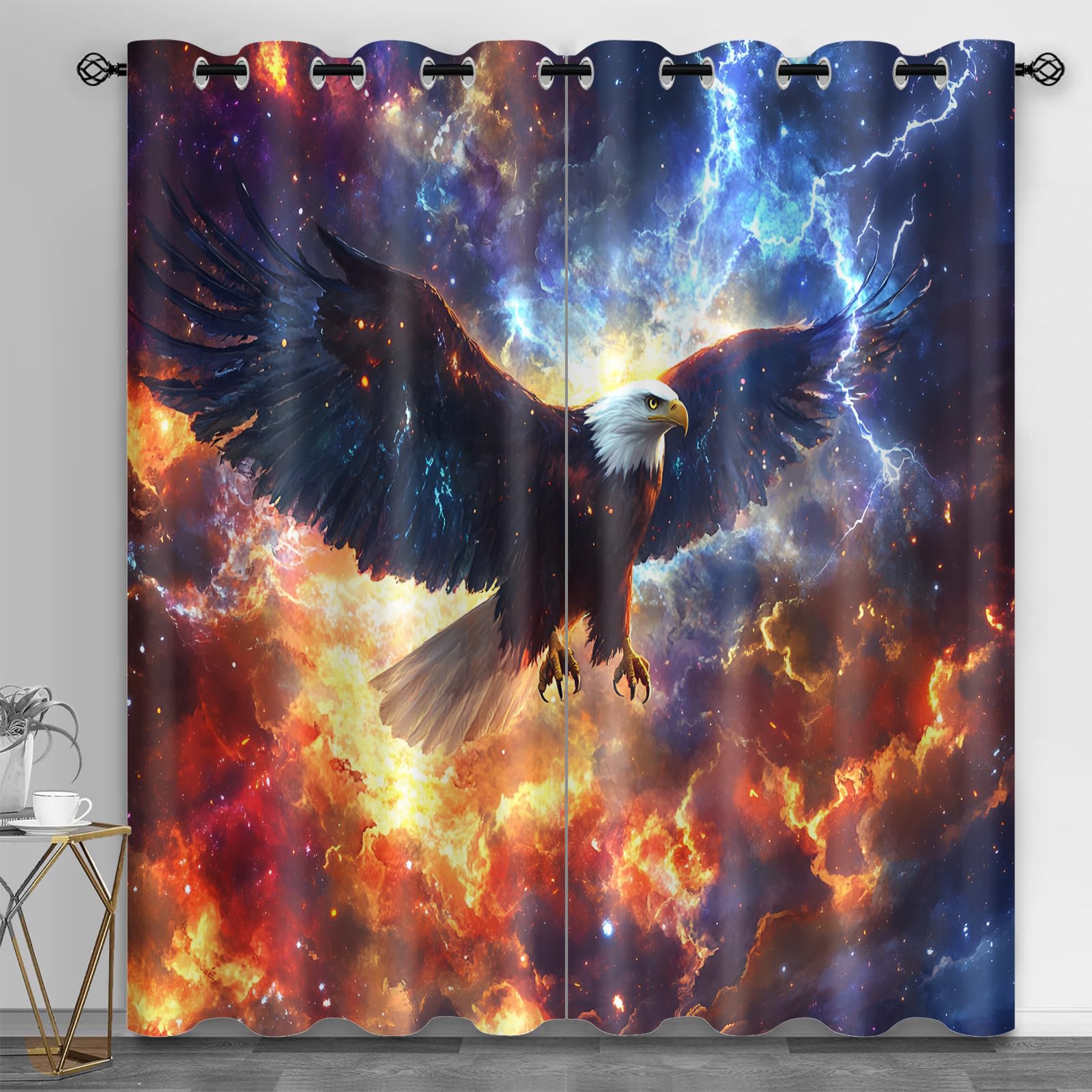 Machinery Window Treatments, Factory Blackout Curtains for Bedroom, Retro Industrial Style Grommet Window Curtain for Bedroom Living Room Patio, 42 x 96 Inch, 2 Panels