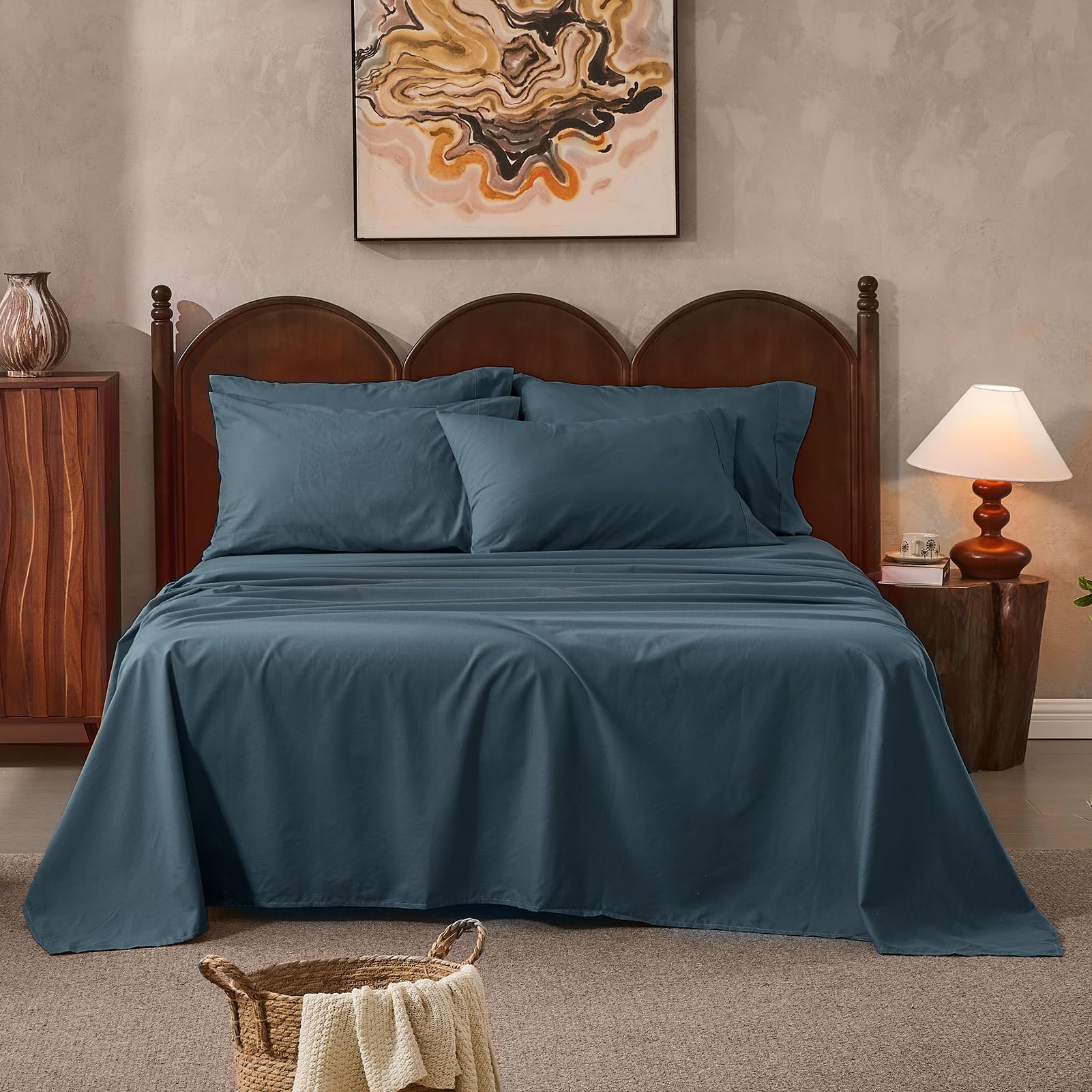 100% Linen Sheets Queen Size,Breathable & Durable 4-Piece Bed Flax Sheet Set,Soft All-Season Bedding for Hot Sleepers 16" Deep Pocket Oeko-TEX Certified,（Queen, Sage Green）