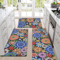 Boho Floral 3-Piece Anti Fatigue Kitchen Rug Set