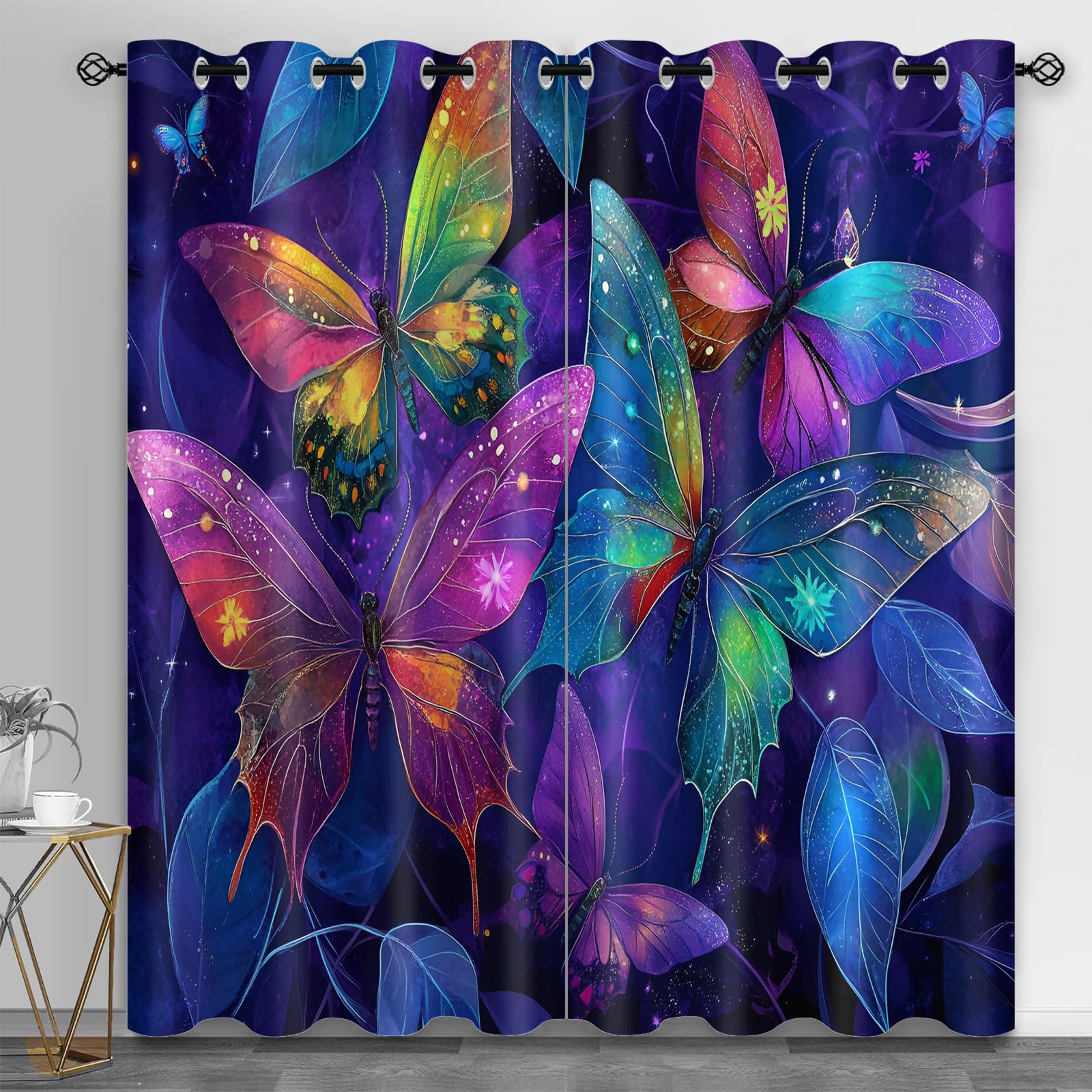 Metal Door Print Blackout Curtain, Rusty Thermal Insulated Grommets Curtains, Retro Industrial 2 Panels Window Curtains for Bedroom Living Room Home Decor, 31.5 x 63 Inch, 2 Panels