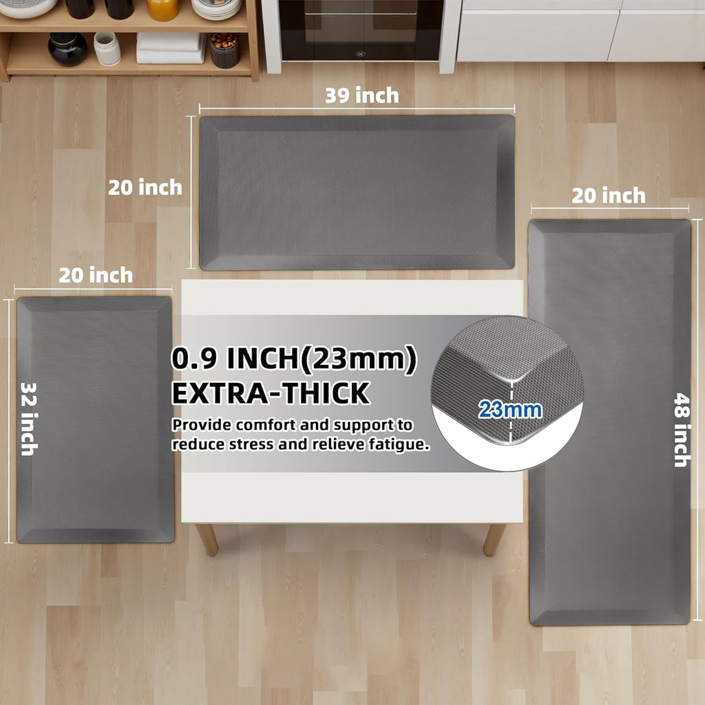 Grey Thick Memory Foam Anti Fatigue Kitchen Mat