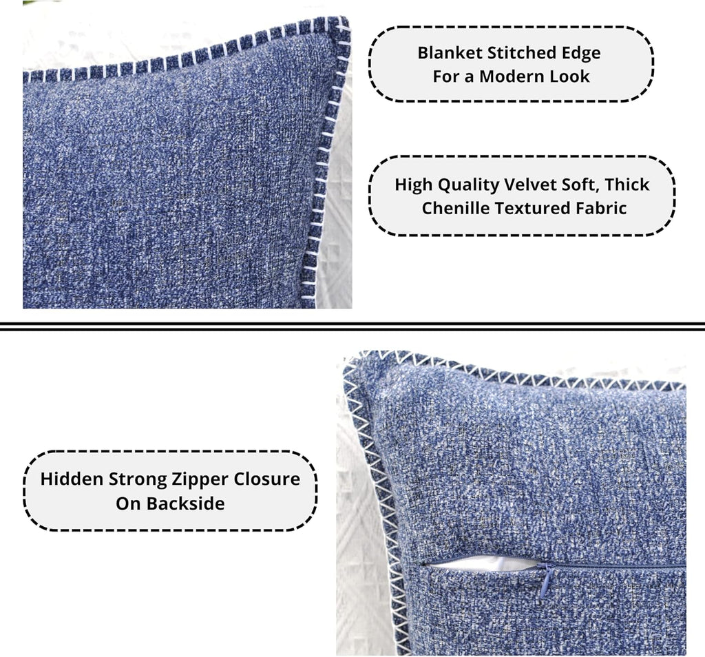 Navy Large Euro Pillow Covers Set