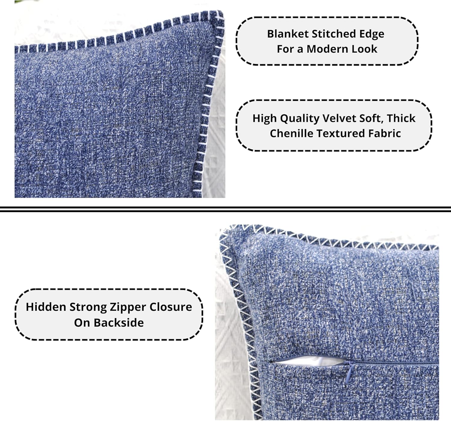 Navy Large Euro Pillow Covers Set