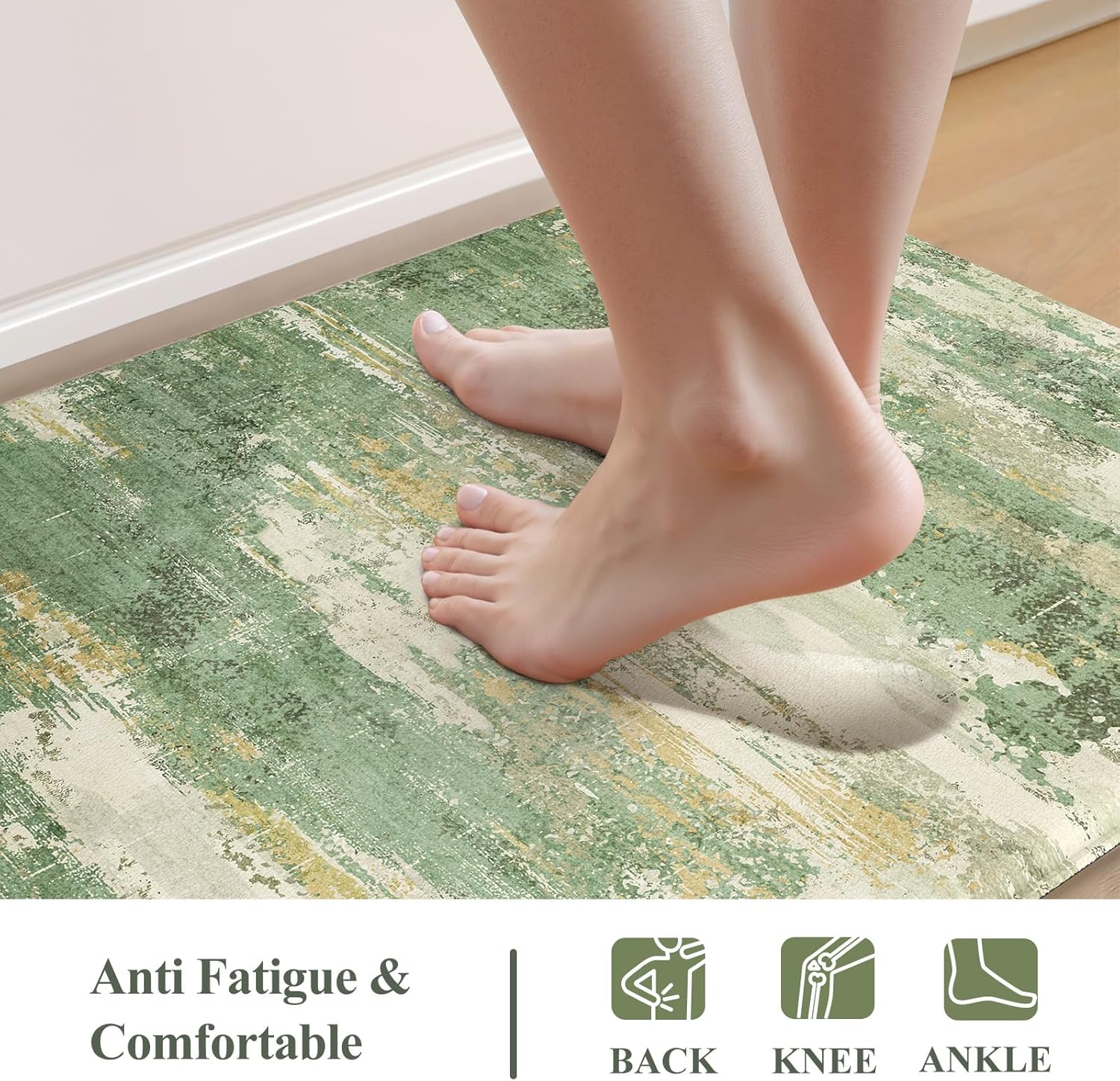 Green Abstract 2-Piece Anti Fatigue Kitchen Mat Set