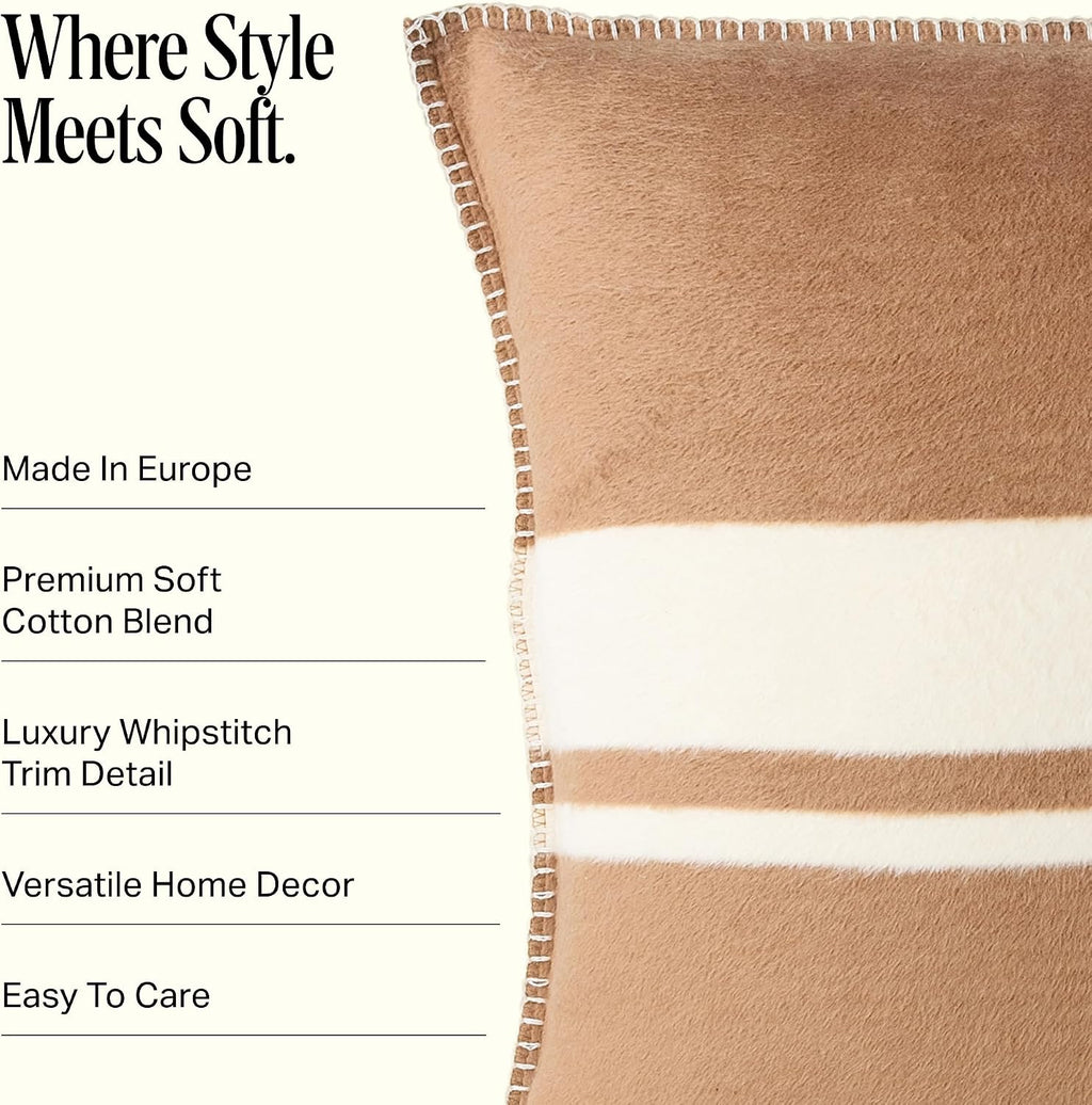 Camel Cotton Blend Decor Throw Pillow