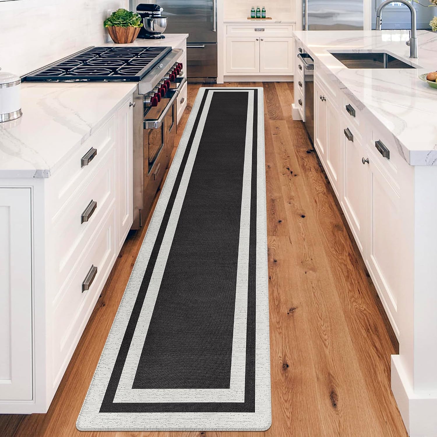 Black Memory Foam Long Anti Fatigue Kitchen Mat