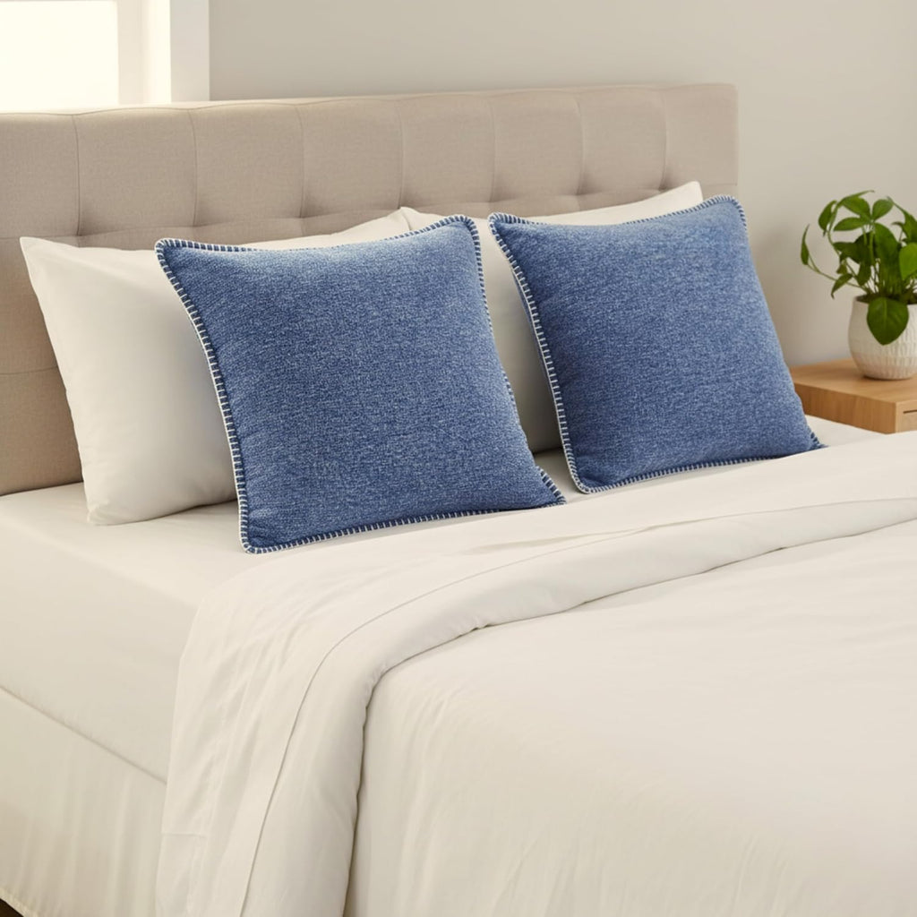 Navy Large Euro Pillow Covers Set