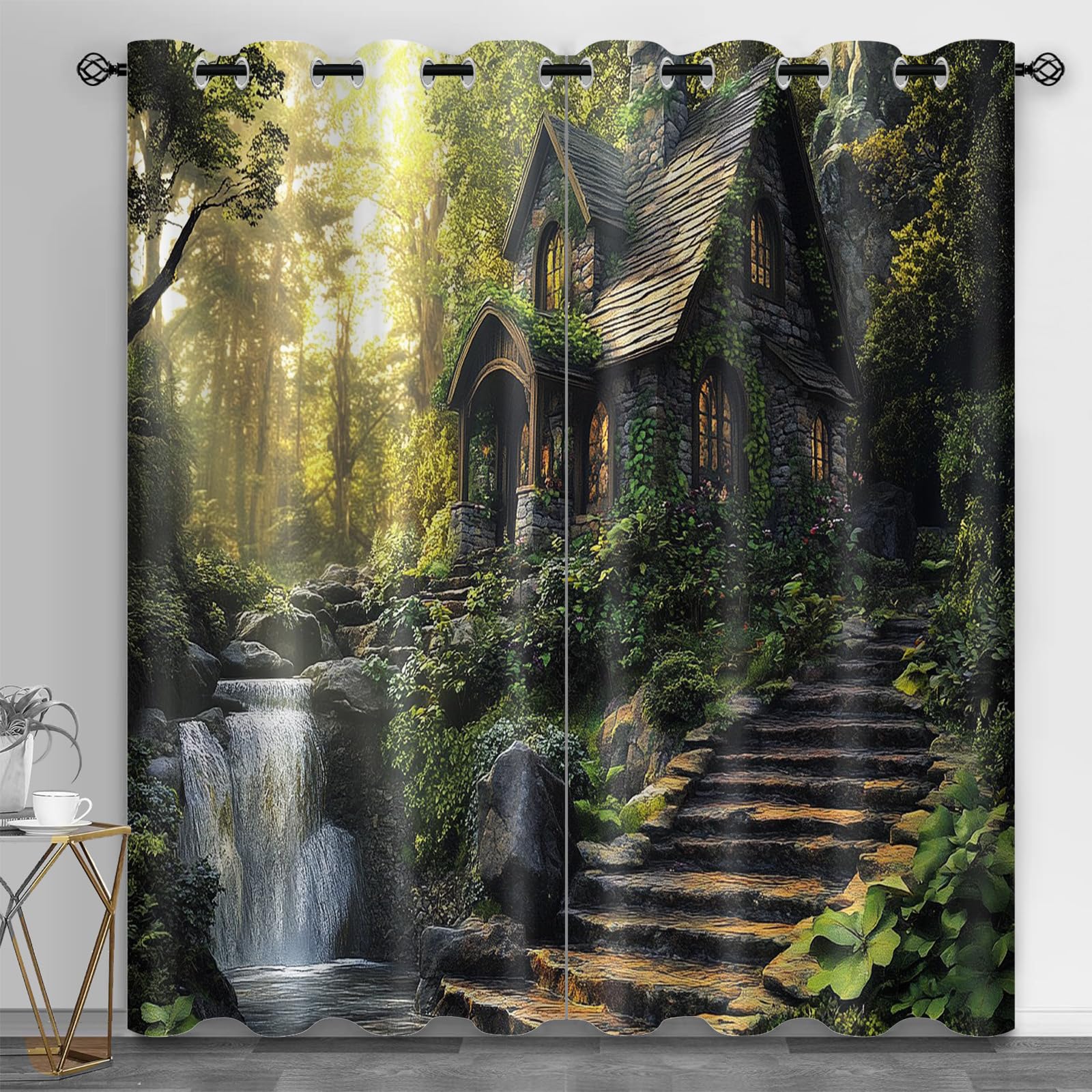 Machinery Window Treatments, Factory Blackout Curtains for Bedroom, Retro Industrial Style Grommet Window Curtain for Bedroom Living Room Patio, 42 x 96 Inch, 2 Panels