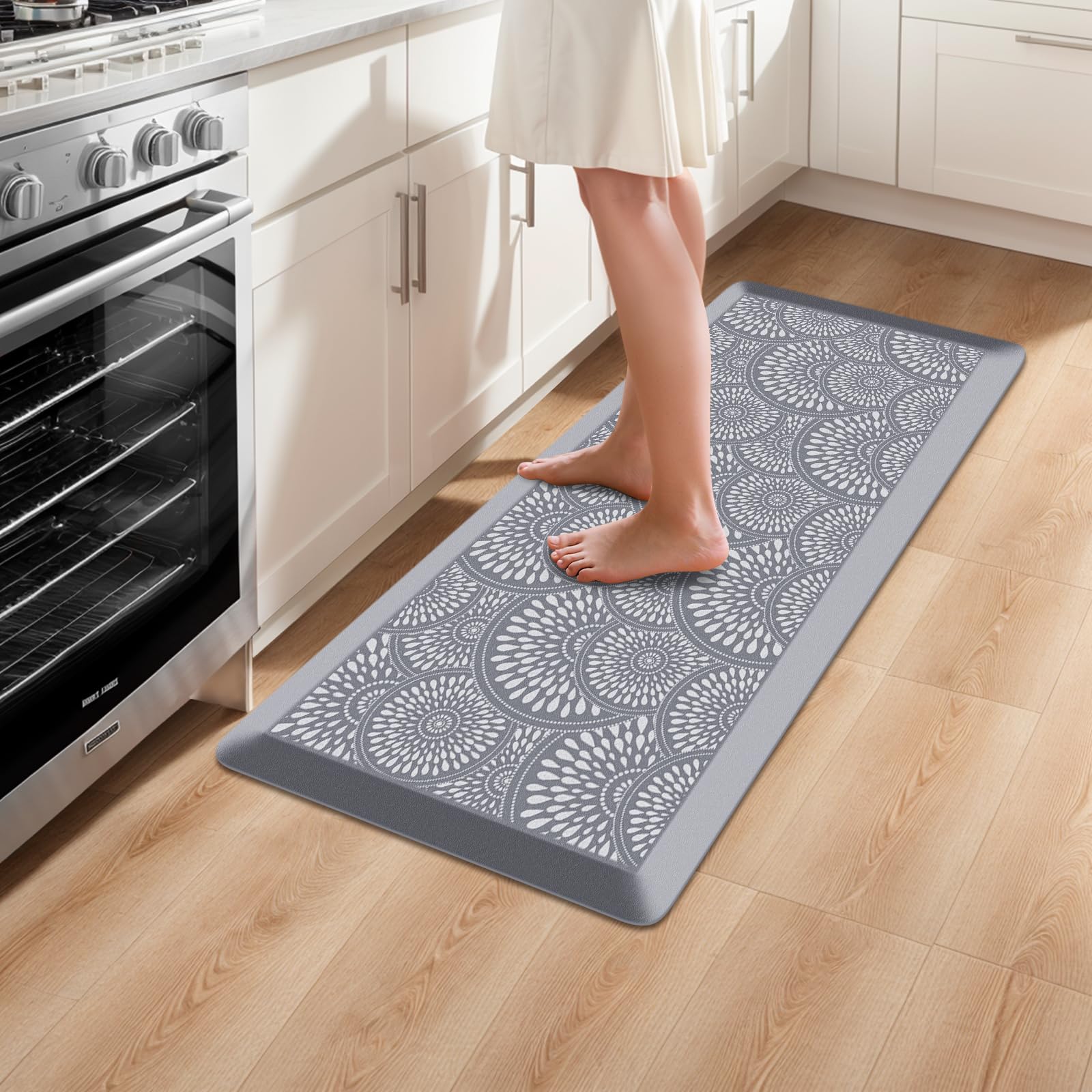 Mattitude 4/5 Inch Kitchen Mat, 20x48in Heavy Duty Ergonomic Comfort Foam Standing Desk Mat, Waterproof Non-Slip Standing Mats and Rugs for Kitchen, Office, Black