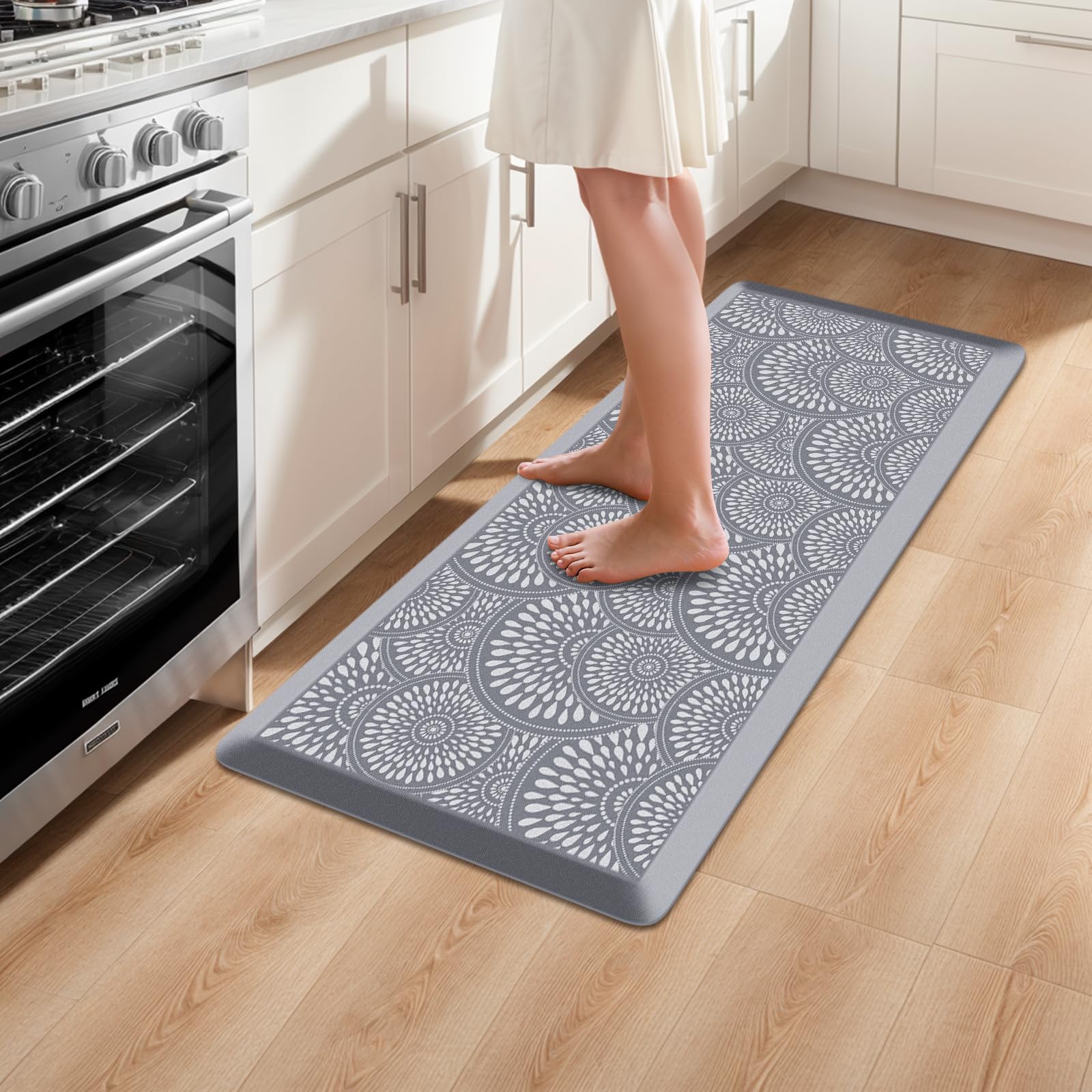 Mattitude 4/5 Inch Kitchen Mat, 20x48in Heavy Duty Ergonomic Comfort Foam Standing Desk Mat, Waterproof Non-Slip Standing Mats and Rugs for Kitchen, Office, Black