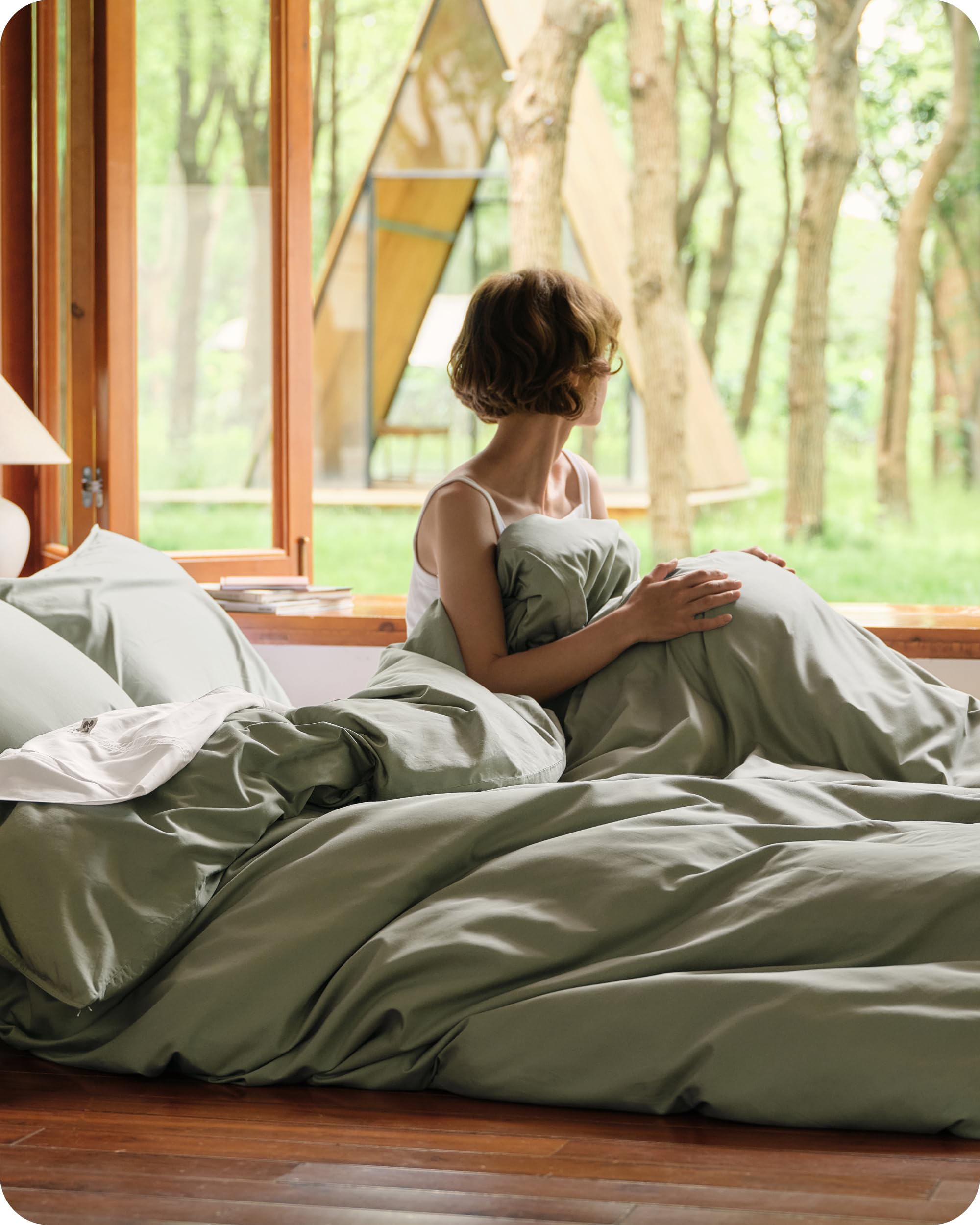 Bedsure 100% Washed Cotton Duvet Cover Oversized King - Natural Minimalist Bedding Set Linen Like - PureWoven Plain Simple & Soft Comforter Cover for All Seasons (Natural, Oversized King, 120"x98")