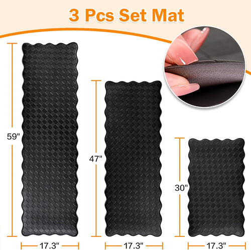 Black 3-Piece Anti Fatigue Kitchen Rug Set