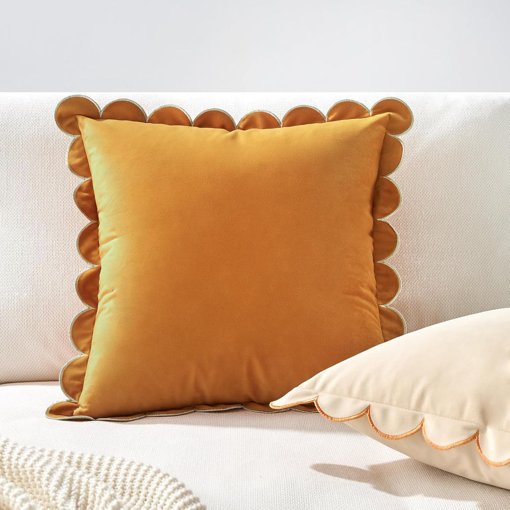 Velvet Scalloped Pillow Covers Set