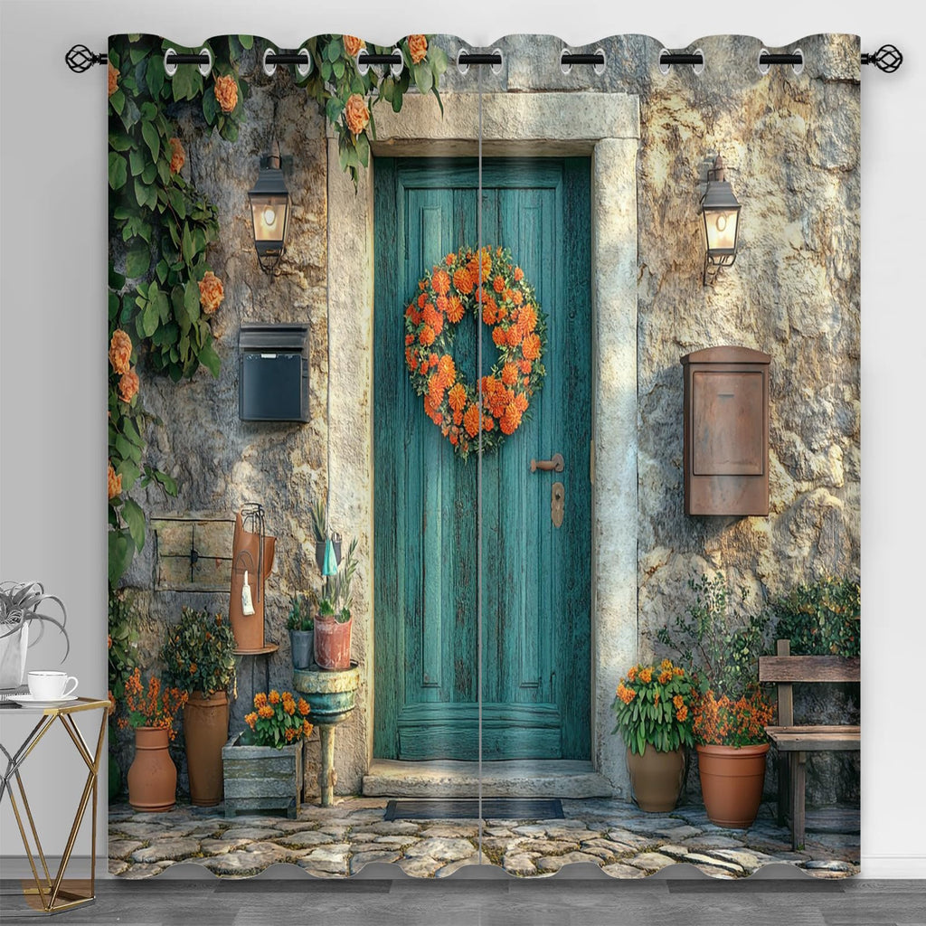 Machinery Window Treatments, Factory Blackout Curtains for Bedroom, Retro Industrial Style Grommet Window Curtain for Bedroom Living Room Patio, 42 x 96 Inch, 2 Panels