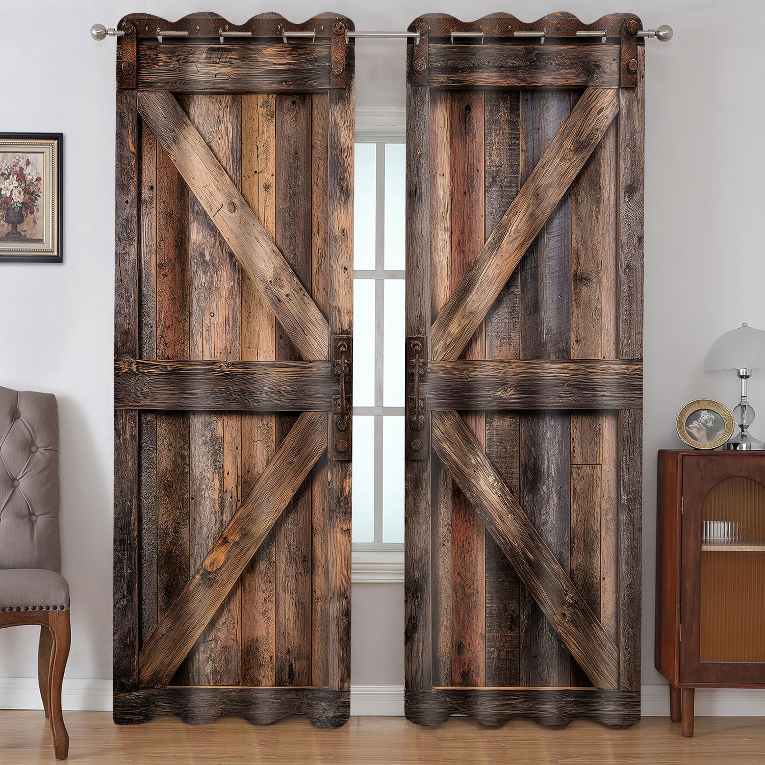 Rustic Wood Blackout Window Curtains