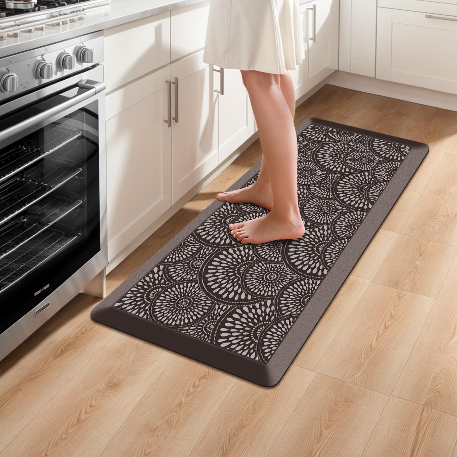 Mattitude 4/5 Inch Kitchen Mat, 20x48in Heavy Duty Ergonomic Comfort Foam Standing Desk Mat, Waterproof Non-Slip Standing Mats and Rugs for Kitchen, Office, Black