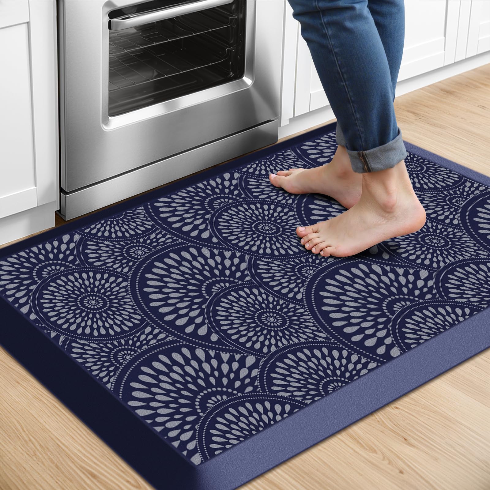 Mattitude 4/5 Inch Kitchen Mat, 20x48in Heavy Duty Ergonomic Comfort Foam Standing Desk Mat, Waterproof Non-Slip Standing Mats and Rugs for Kitchen, Office, Black