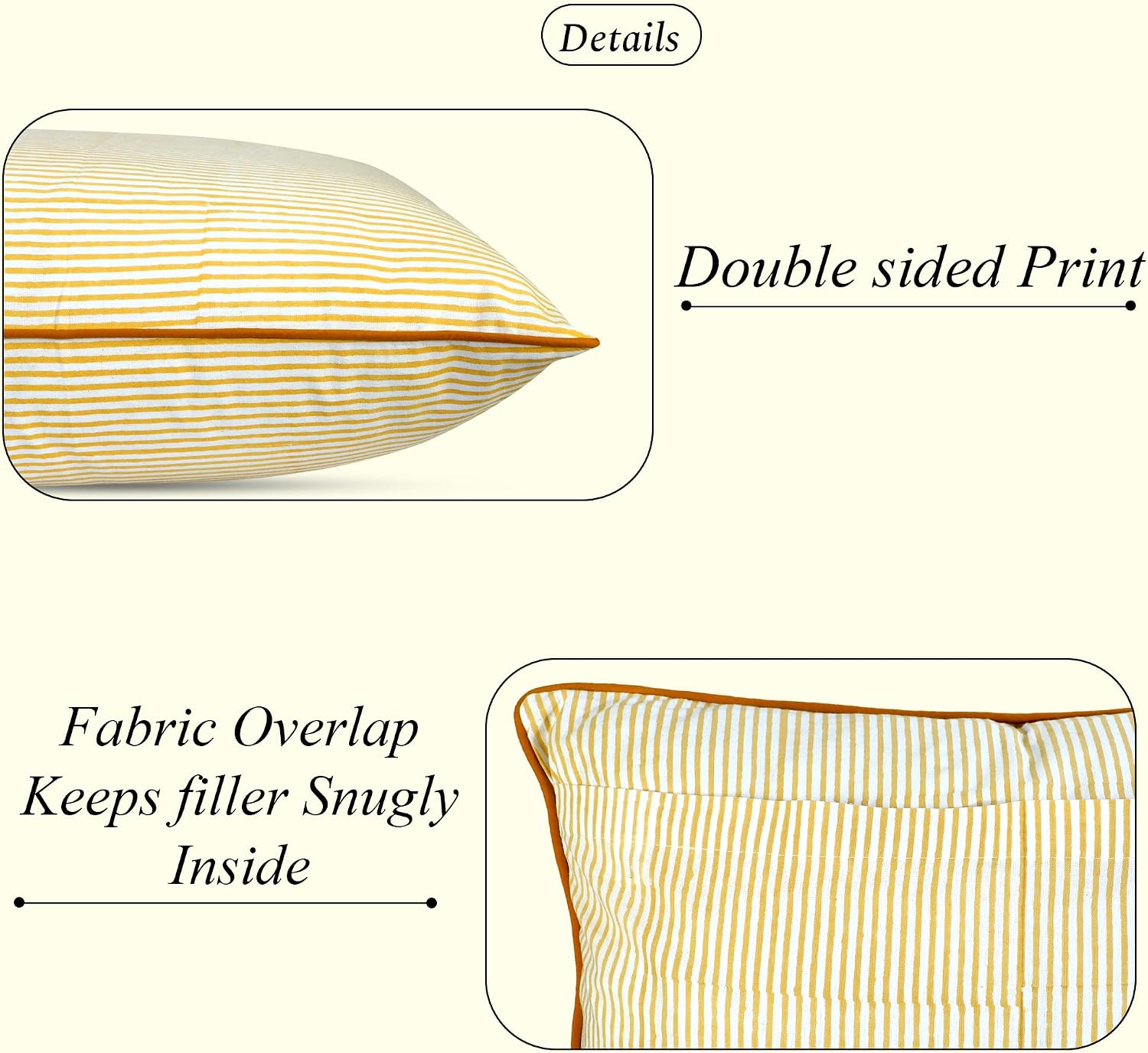 Yellow Stripe Print Pillow Covers Set