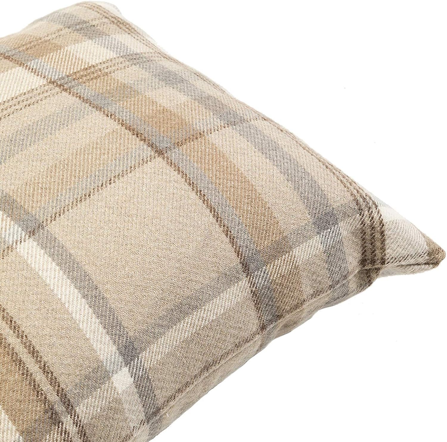 Beige Tartan Square Cushion Cover