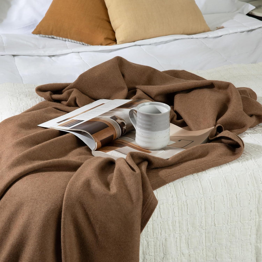 Natural Camel Hair King Throw Blanket
