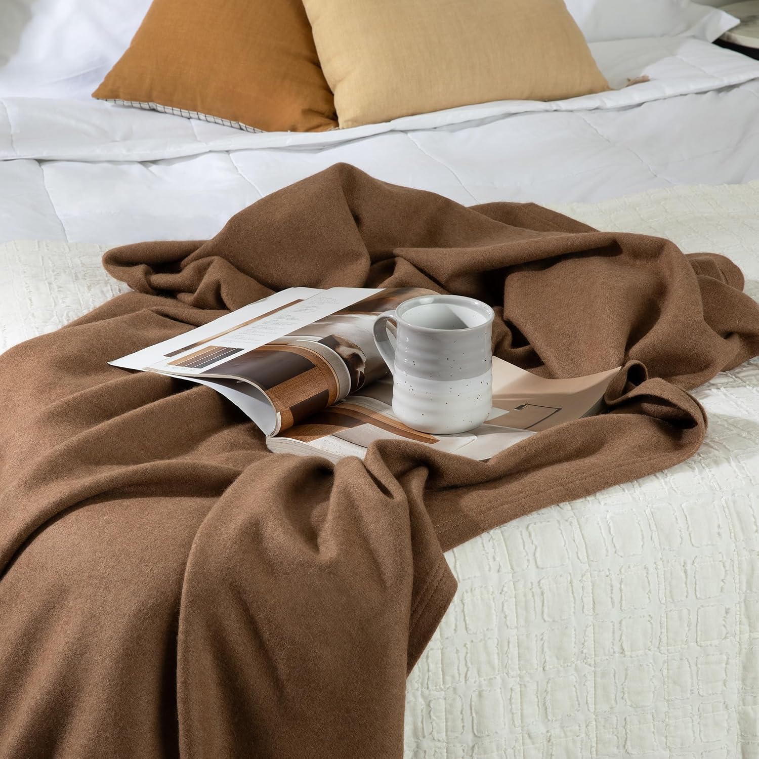 Natural Camel Hair King Throw Blanket