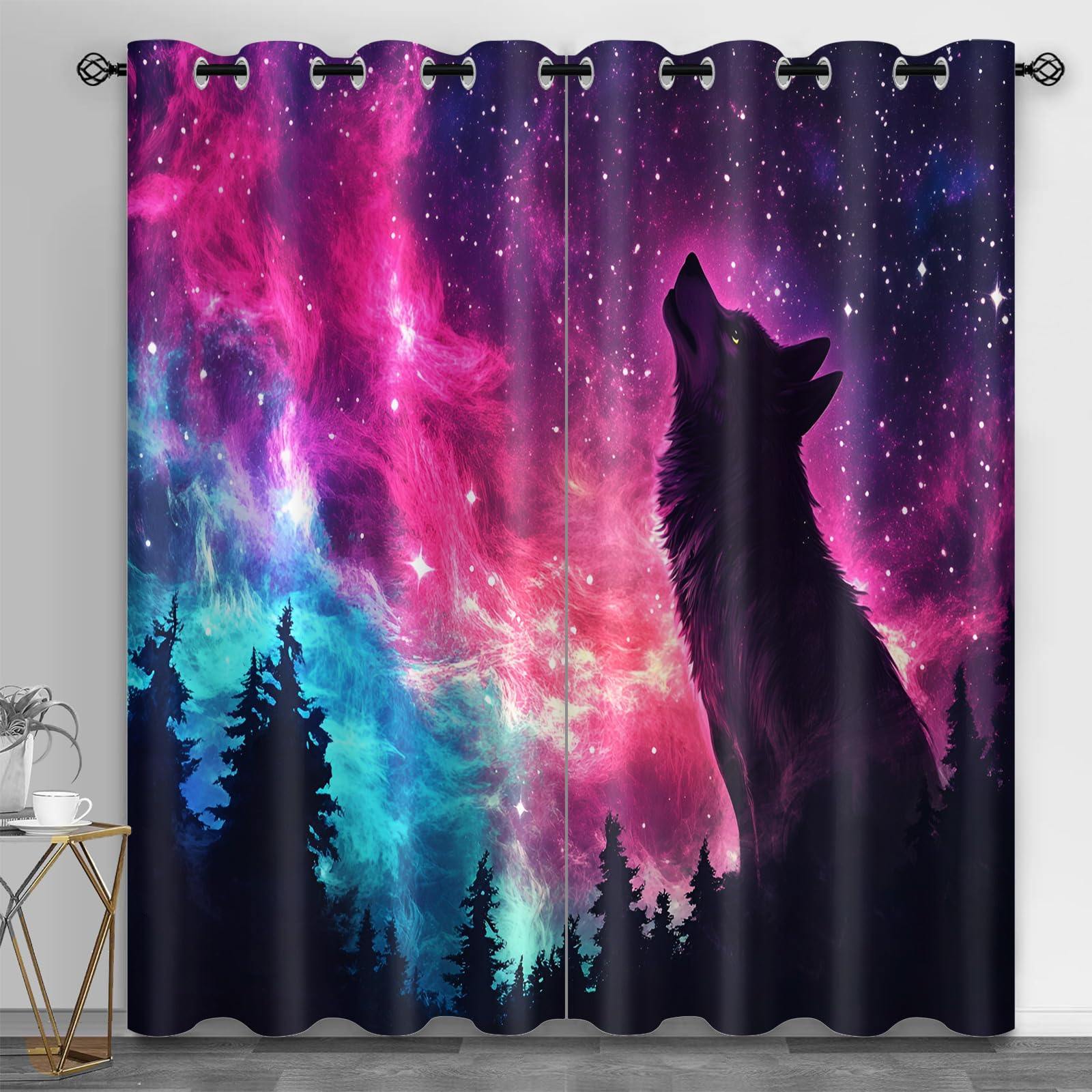 Metal Door Print Blackout Curtain, Rusty Thermal Insulated Grommets Curtains, Retro Industrial 2 Panels Window Curtains for Bedroom Living Room Home Decor, 31.5 x 63 Inch, 2 Panels