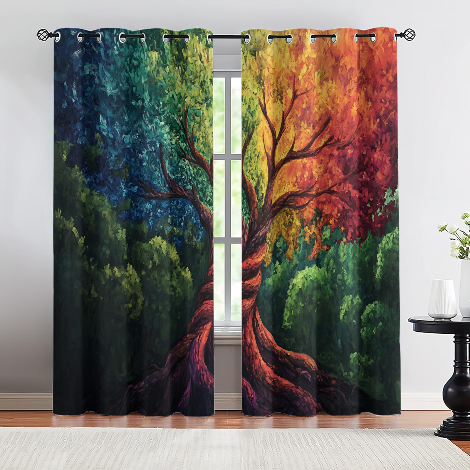 Wavy Stripes Curtains,Rusted Metal Blackout Curtains Industrial Style Grommet Drapes 2 Panels for Bedroom Living Room 31.5" W x 45" L x2
