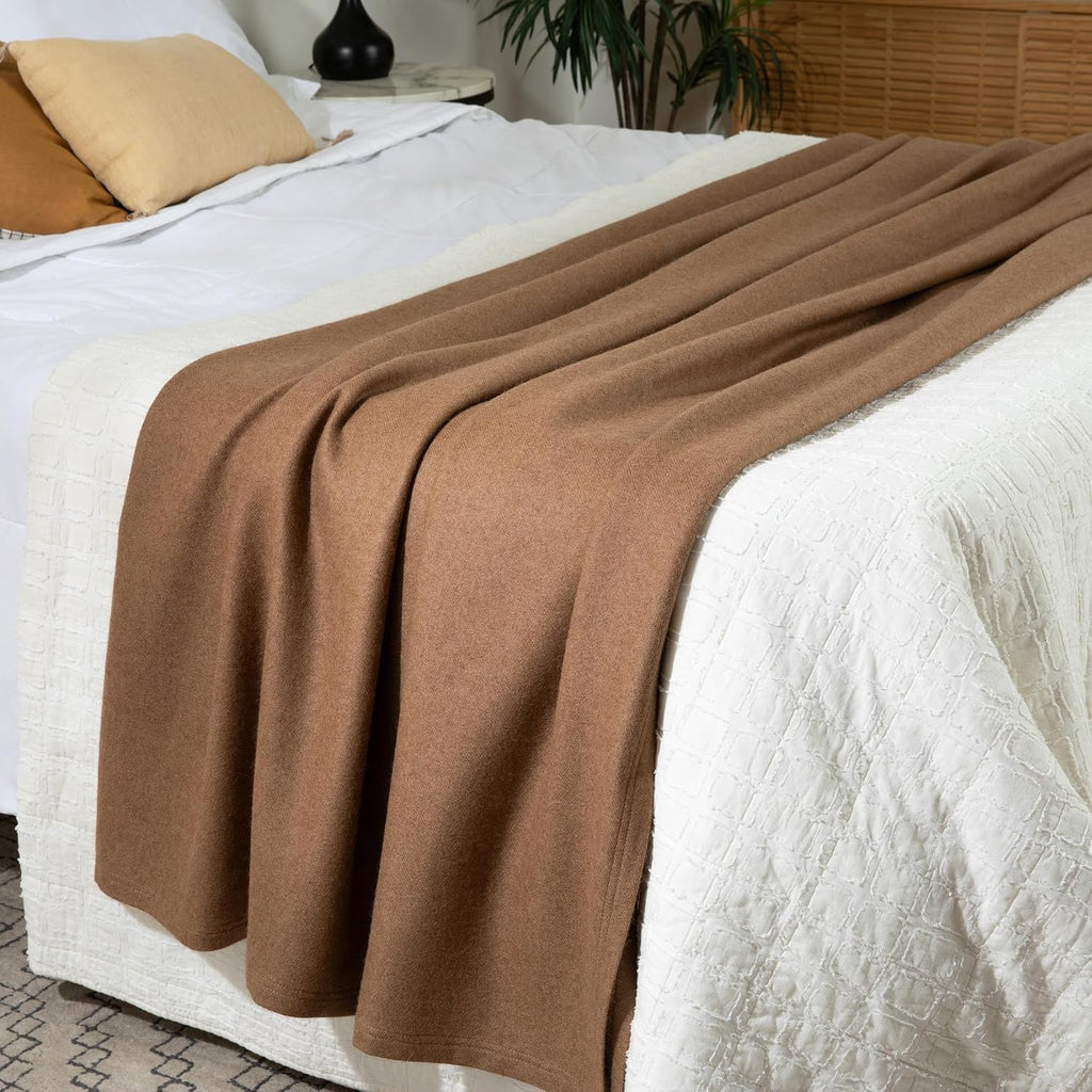 Natural Camel Hair King Throw Blanket