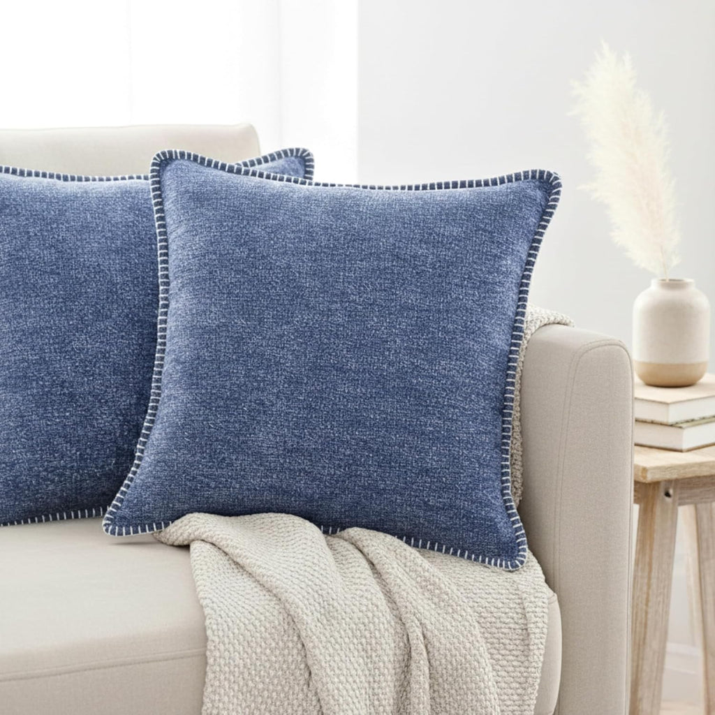 Navy Large Euro Pillow Covers Set