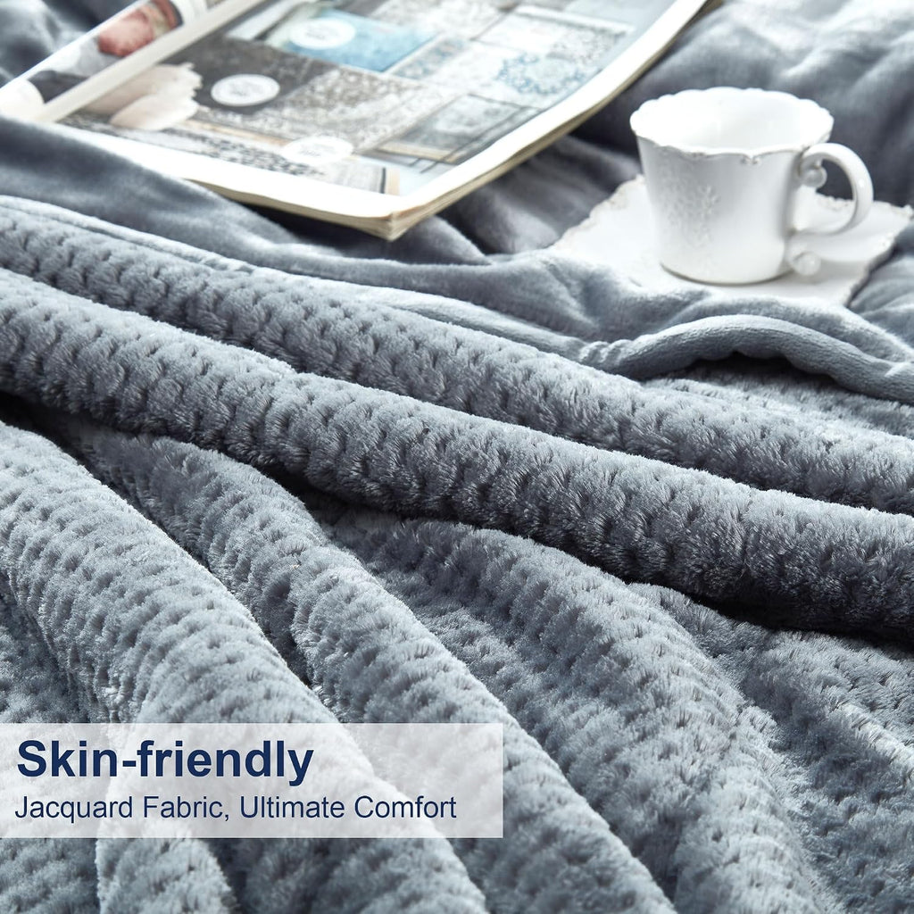 Grey Plush Flannel Queen Blanket
