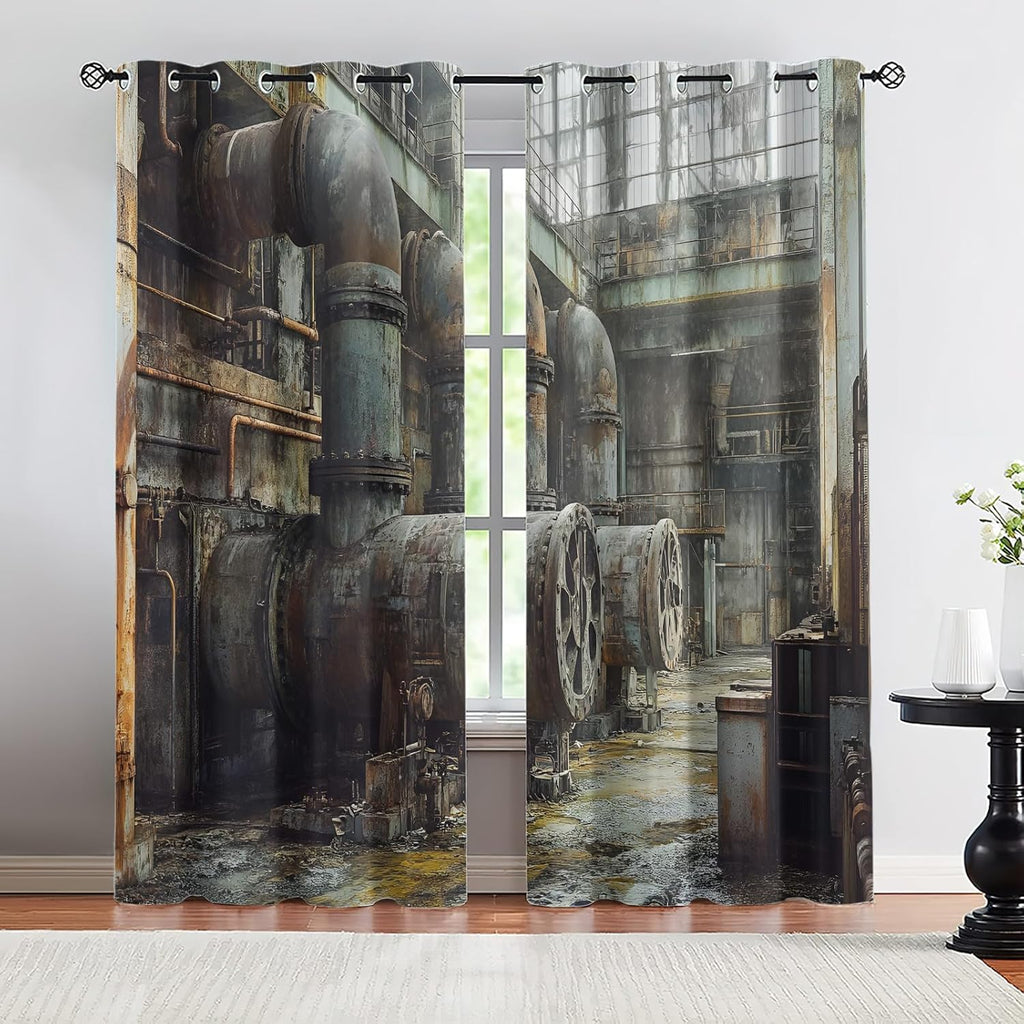 Retro Pipe Industrial Blackout Curtains