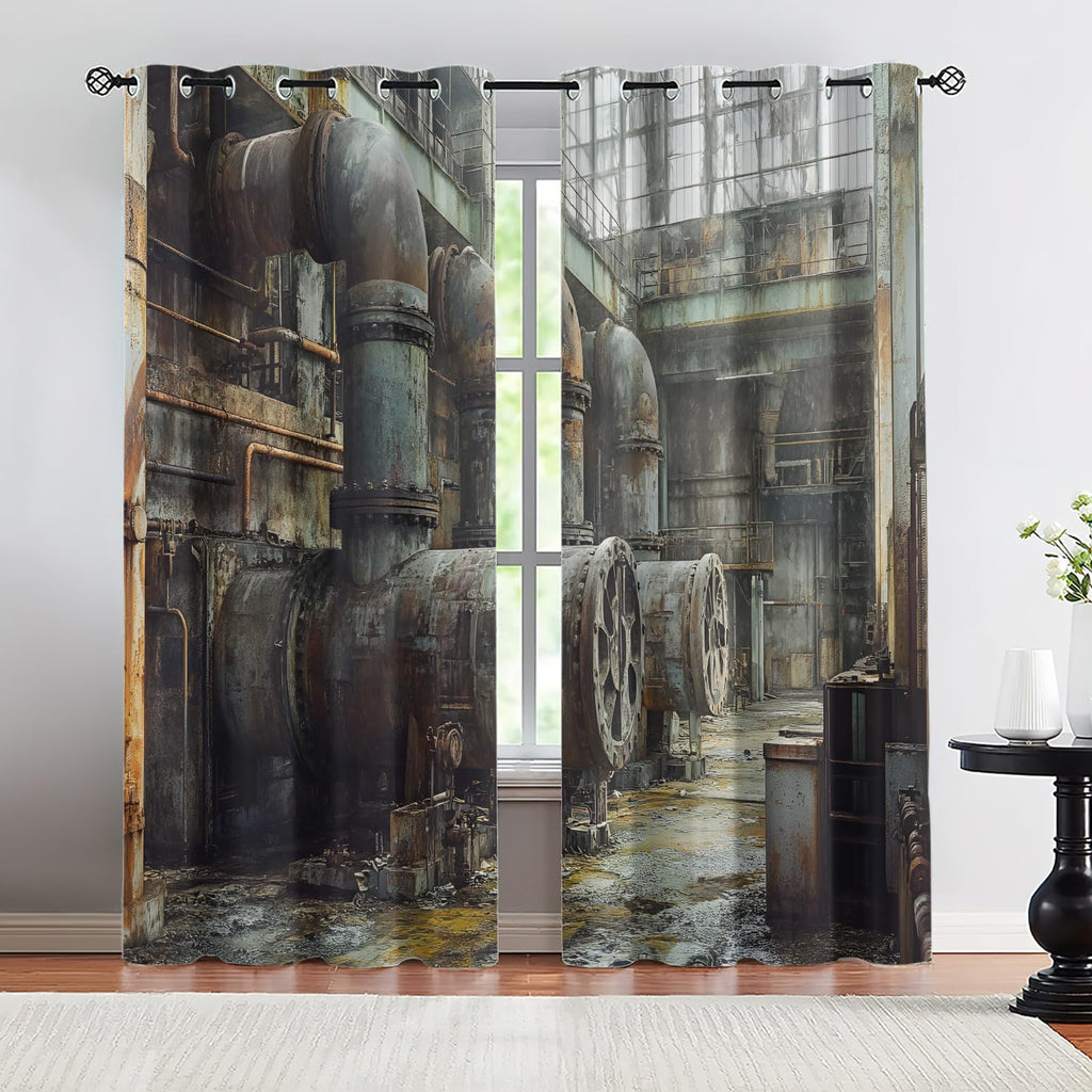 Retro Pipe Industrial Blackout Curtains