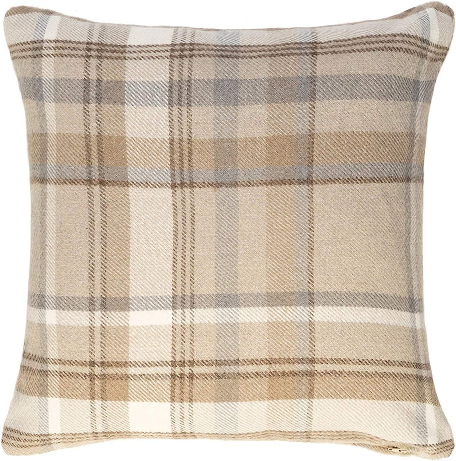 Beige Tartan Square Cushion Cover