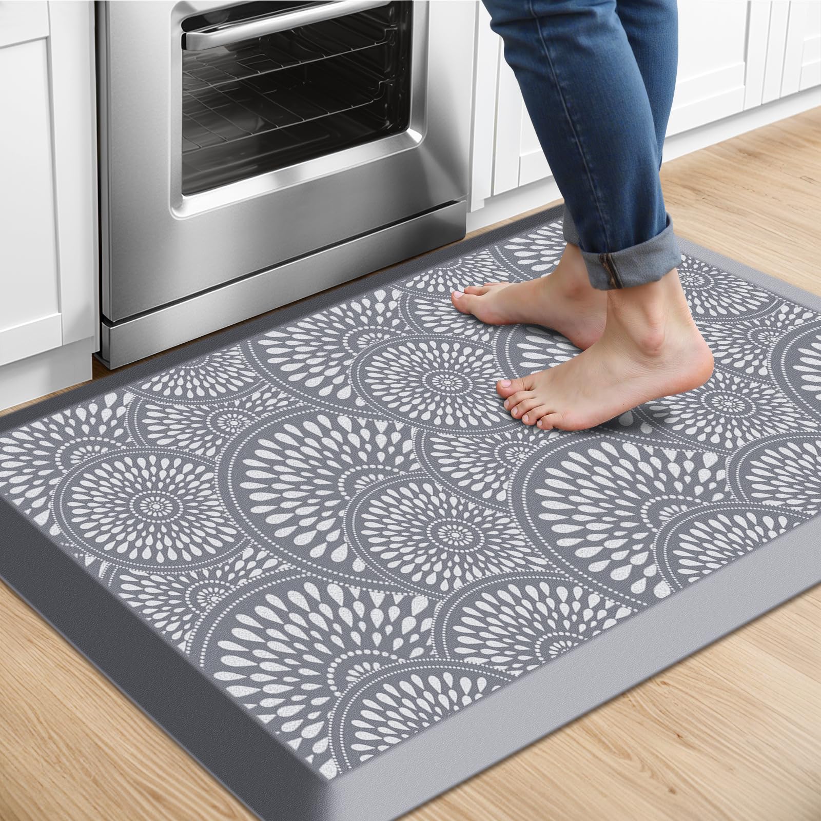 Mattitude 4/5 Inch Kitchen Mat, 20x48in Heavy Duty Ergonomic Comfort Foam Standing Desk Mat, Waterproof Non-Slip Standing Mats and Rugs for Kitchen, Office, Black