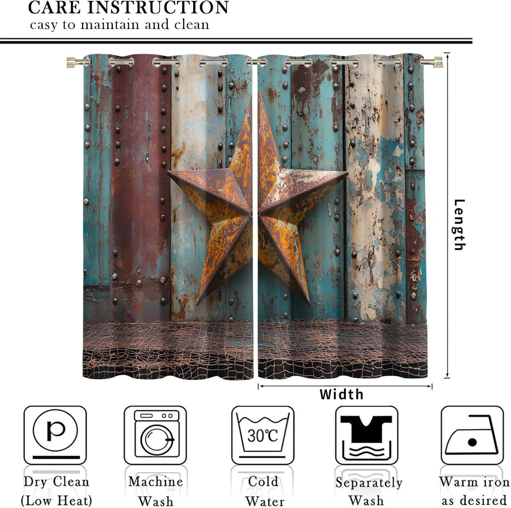Rust Star Farmhouse Blackout Curtains