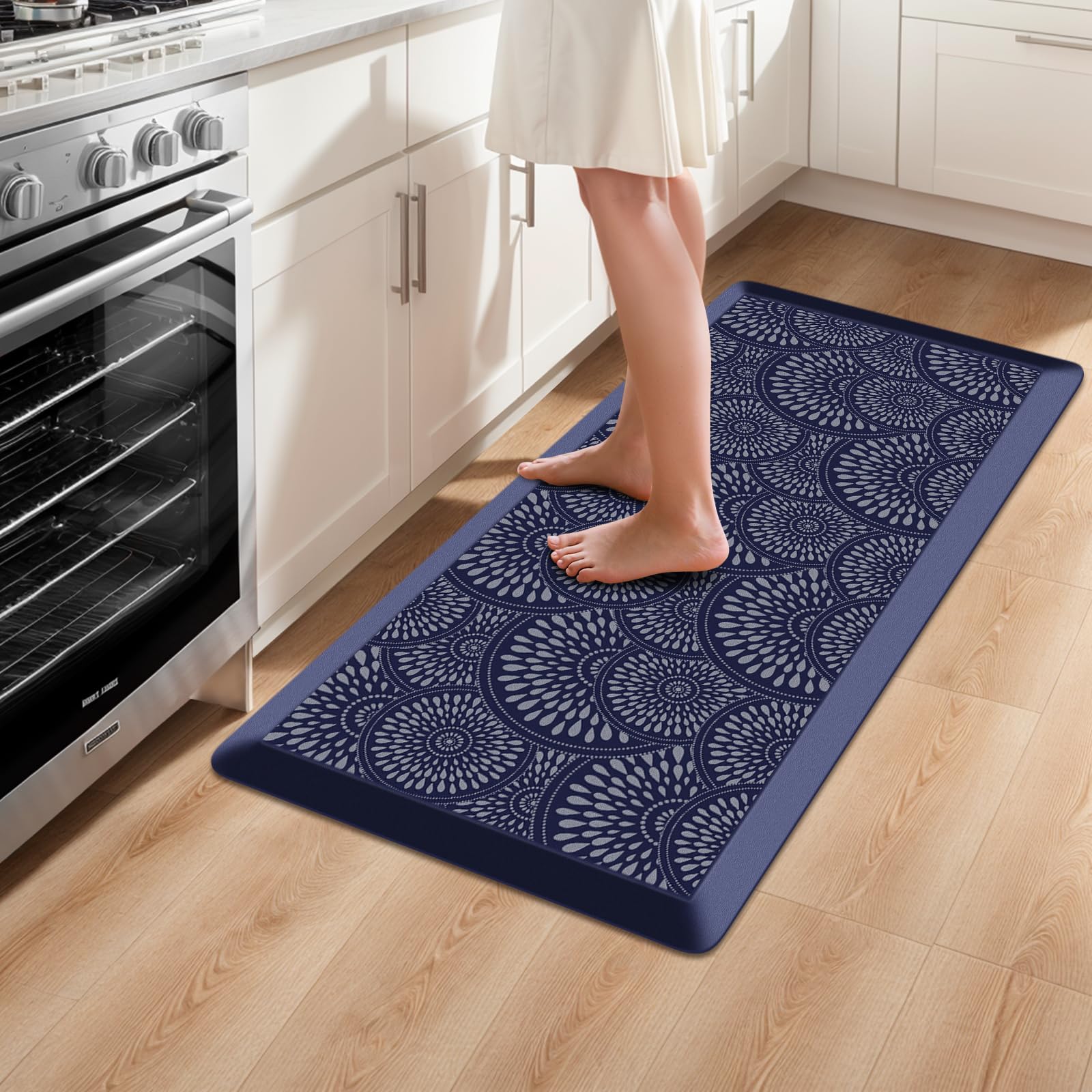 Mattitude 4/5 Inch Kitchen Mat, 20x48in Heavy Duty Ergonomic Comfort Foam Standing Desk Mat, Waterproof Non-Slip Standing Mats and Rugs for Kitchen, Office, Black