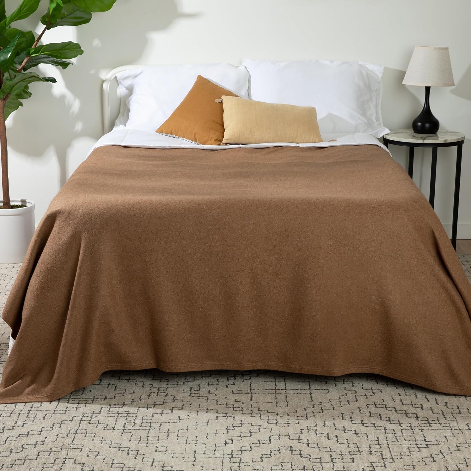 Natural Camel Hair King Throw Blanket