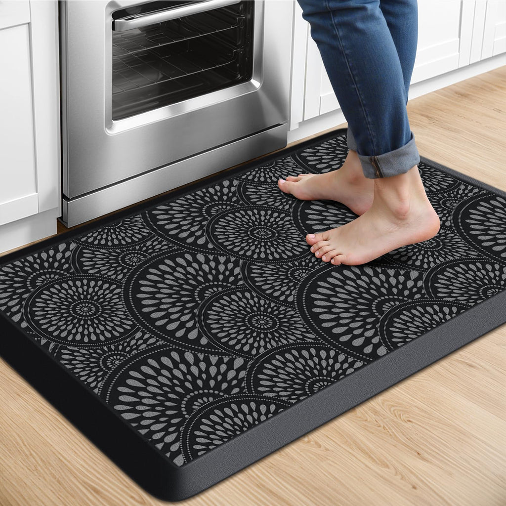Mattitude 4/5 Inch Kitchen Mat, 20x48in Heavy Duty Ergonomic Comfort Foam Standing Desk Mat, Waterproof Non-Slip Standing Mats and Rugs for Kitchen, Office, Black