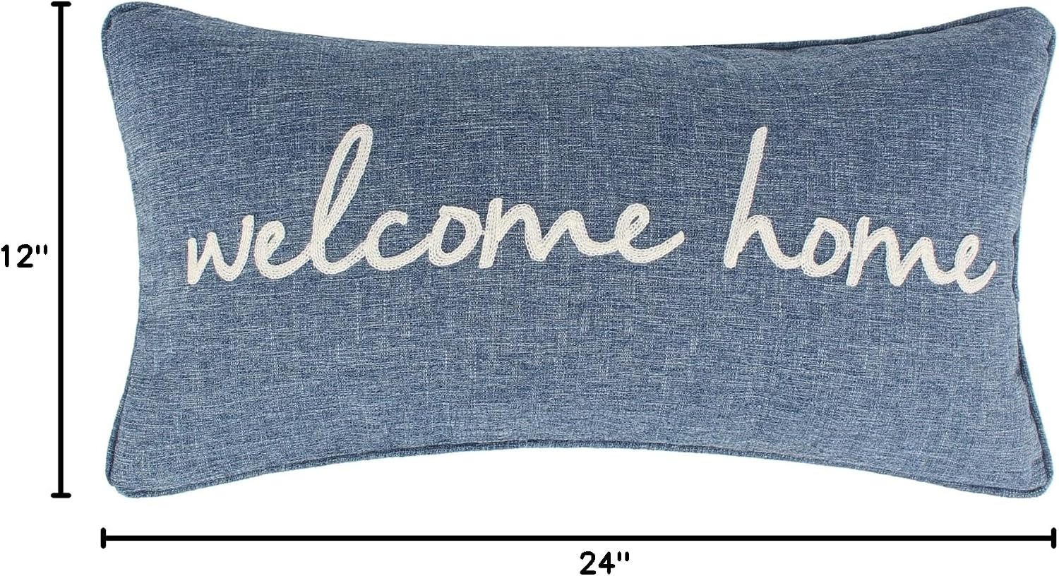Levtex Home - Tobago - Decorative Pillow (12 x 24 in.) - Welcome Home - Blue and White