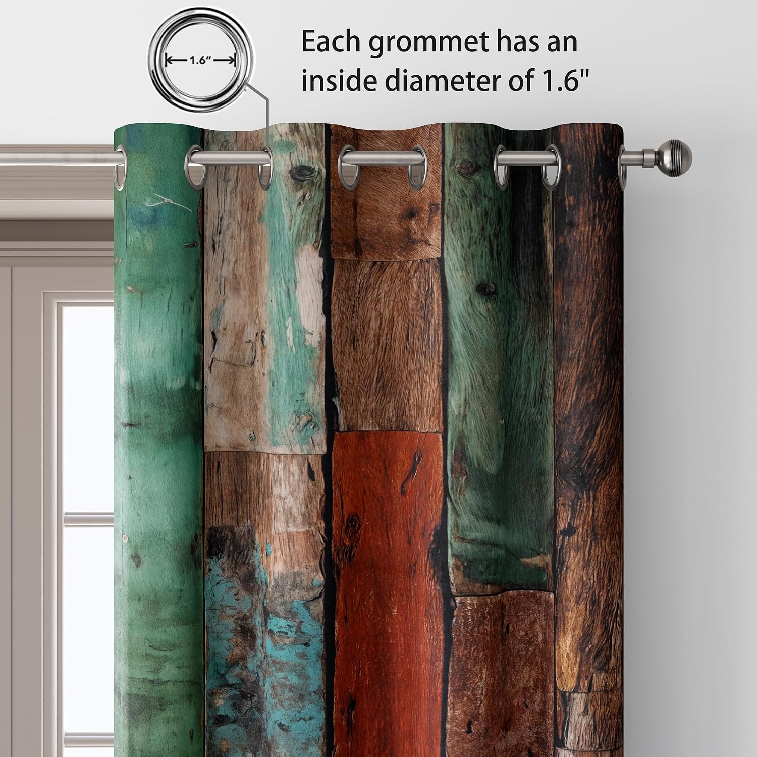 Color Wood Plank Blackout Curtains
