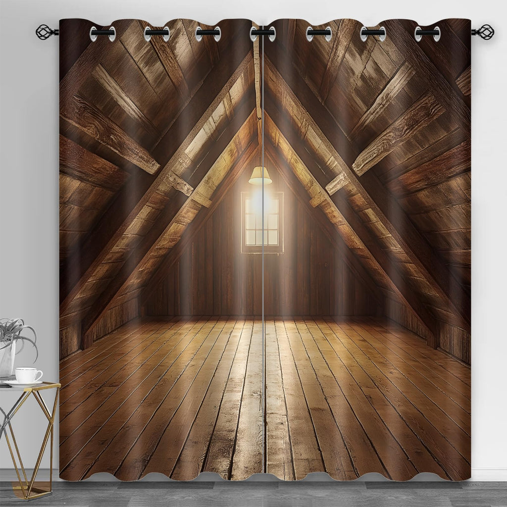 Machinery Window Treatments, Factory Blackout Curtains for Bedroom, Retro Industrial Style Grommet Window Curtain for Bedroom Living Room Patio, 42 x 96 Inch, 2 Panels