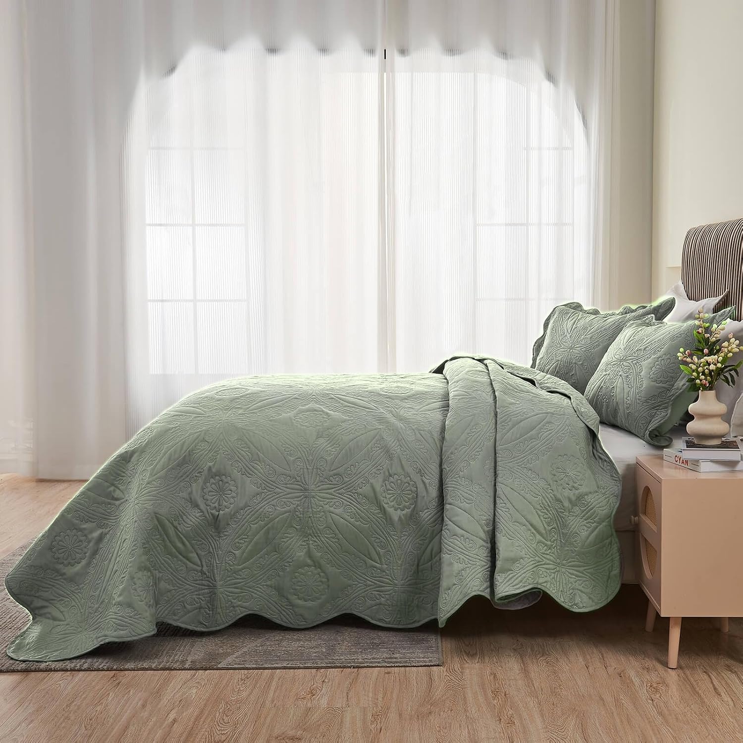 Sage Oversized King Quilt Coverlet Set