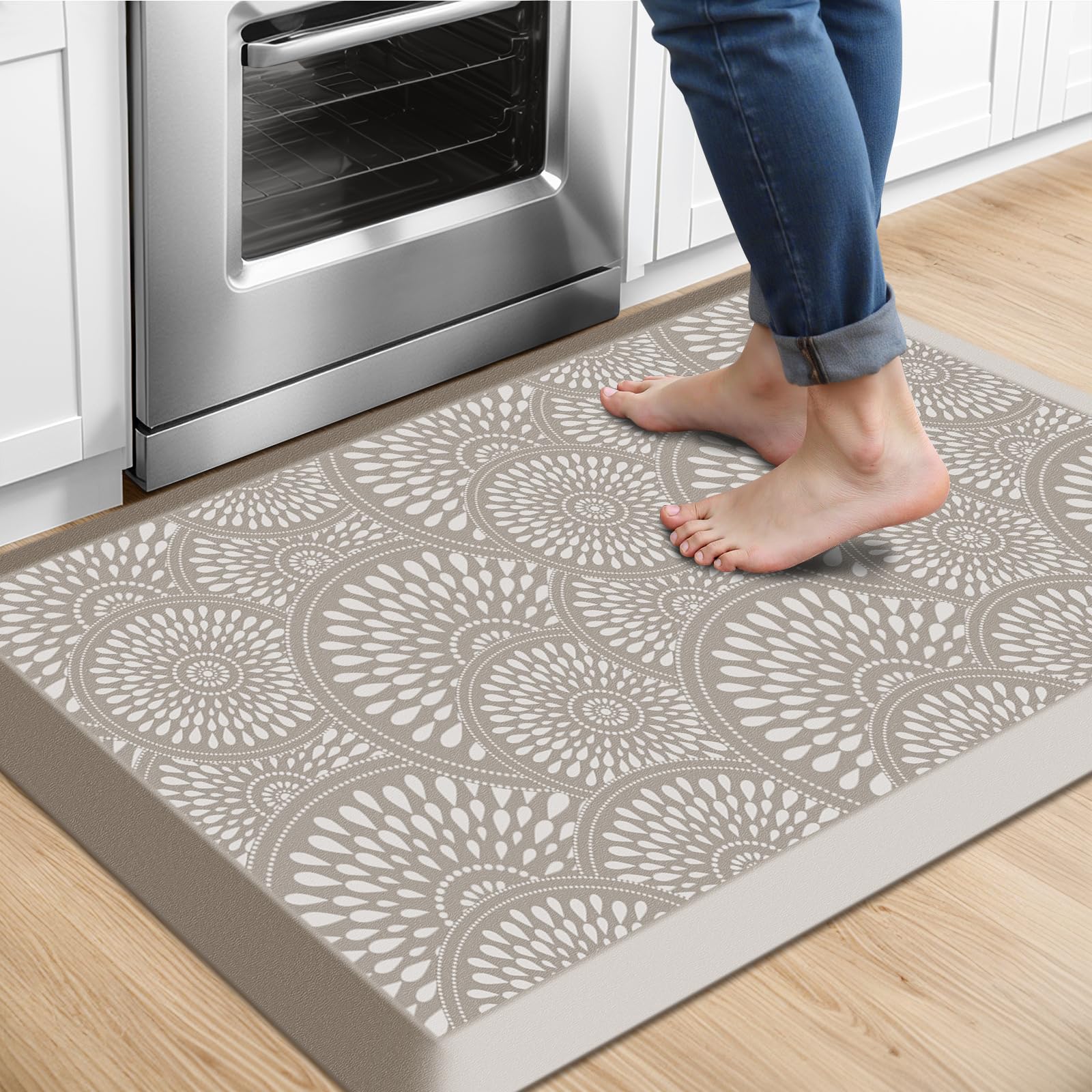 Mattitude 4/5 Inch Kitchen Mat, 20x48in Heavy Duty Ergonomic Comfort Foam Standing Desk Mat, Waterproof Non-Slip Standing Mats and Rugs for Kitchen, Office, Black