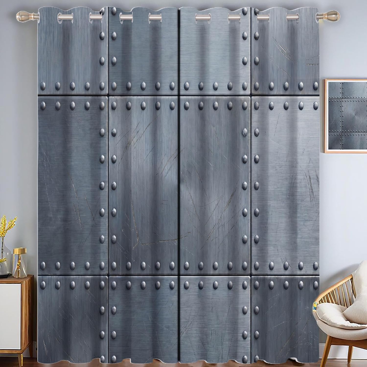 Silver Metal Texture Blackout Curtains